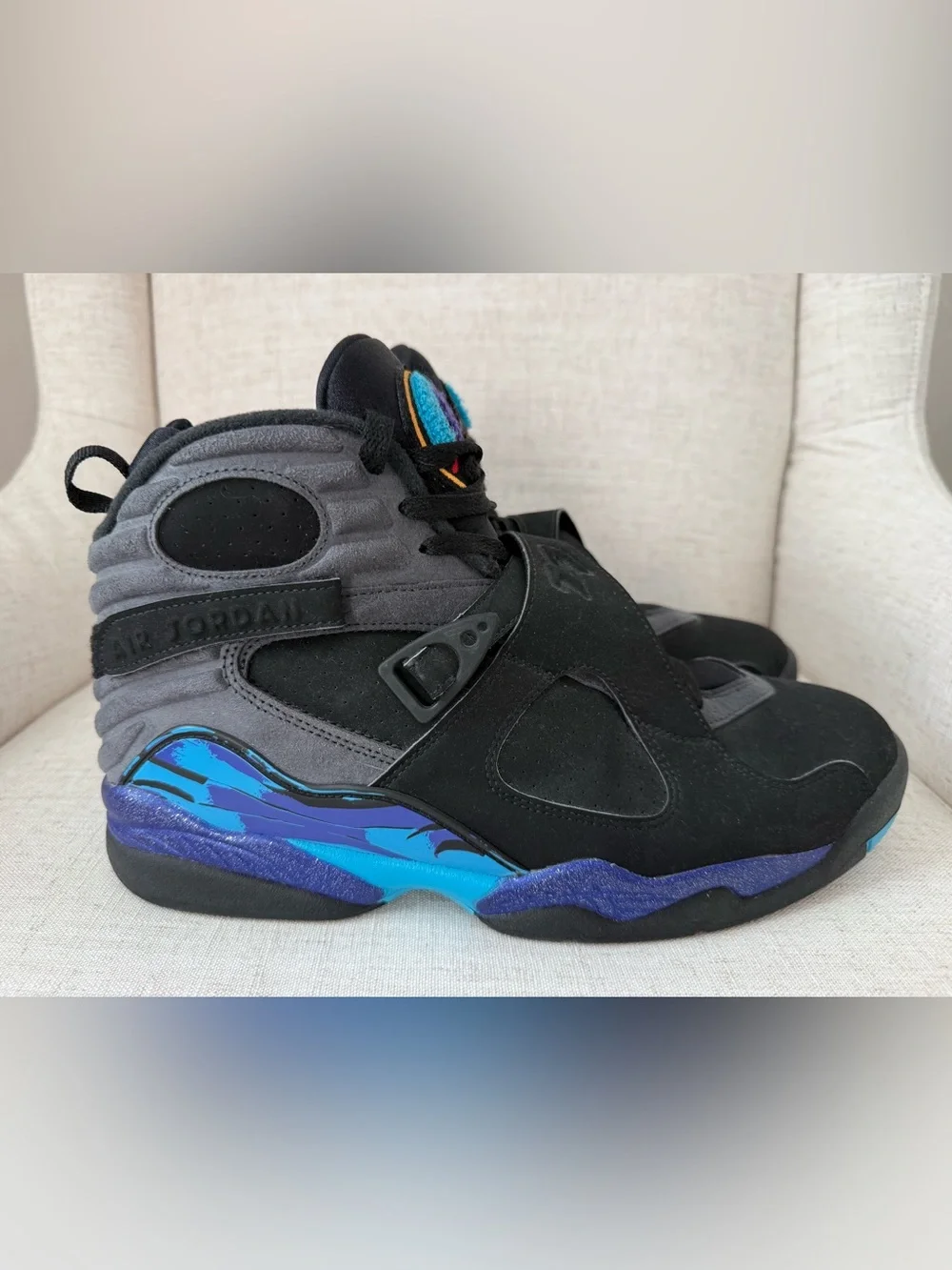 Air Jordan 8 Retro Aqua 2015 Mens Size 11.5 Black Blue Basketball Sneakers Shoes